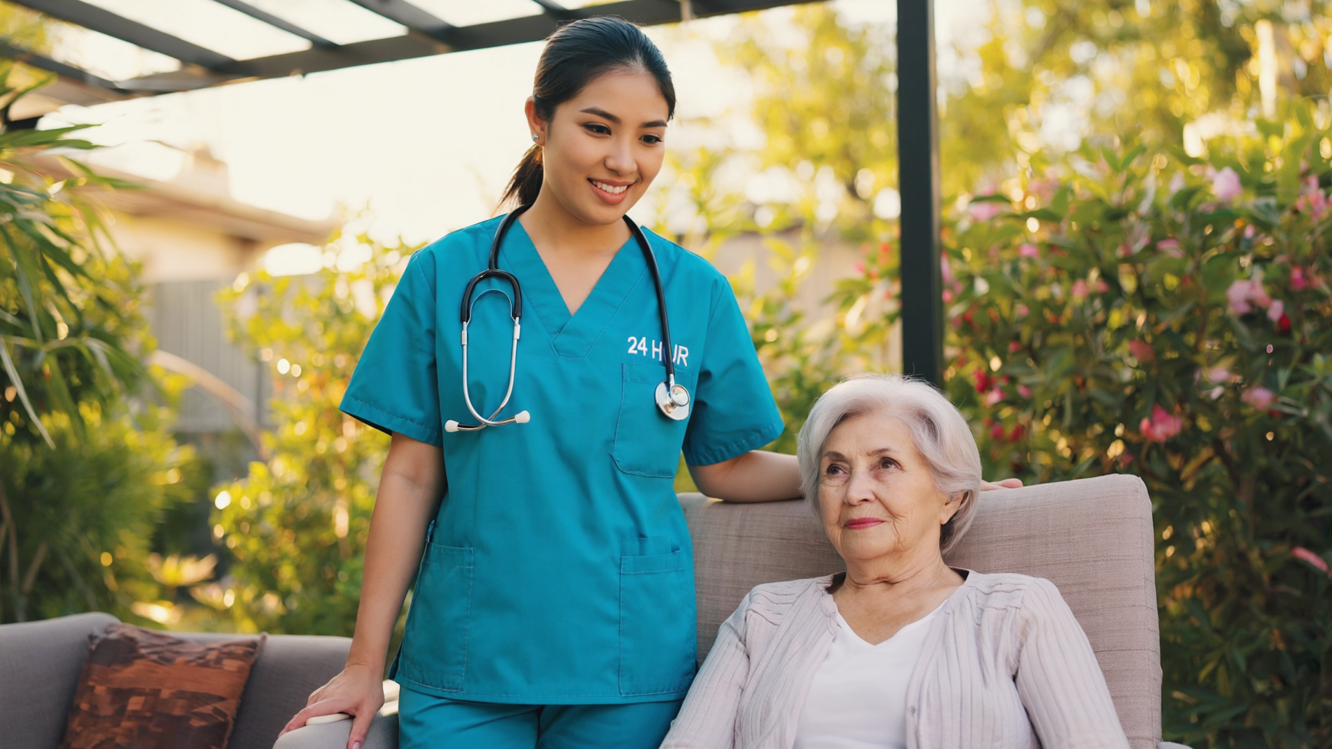 caregiver assisting senior woman with daily tasks in Rockaway Township NJ