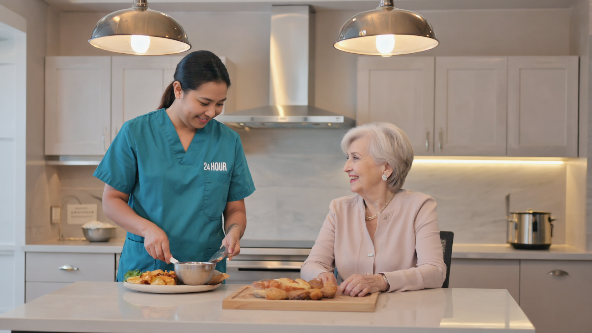 caregiver assisting senior woman with daily tasks in Morris Plains NJ