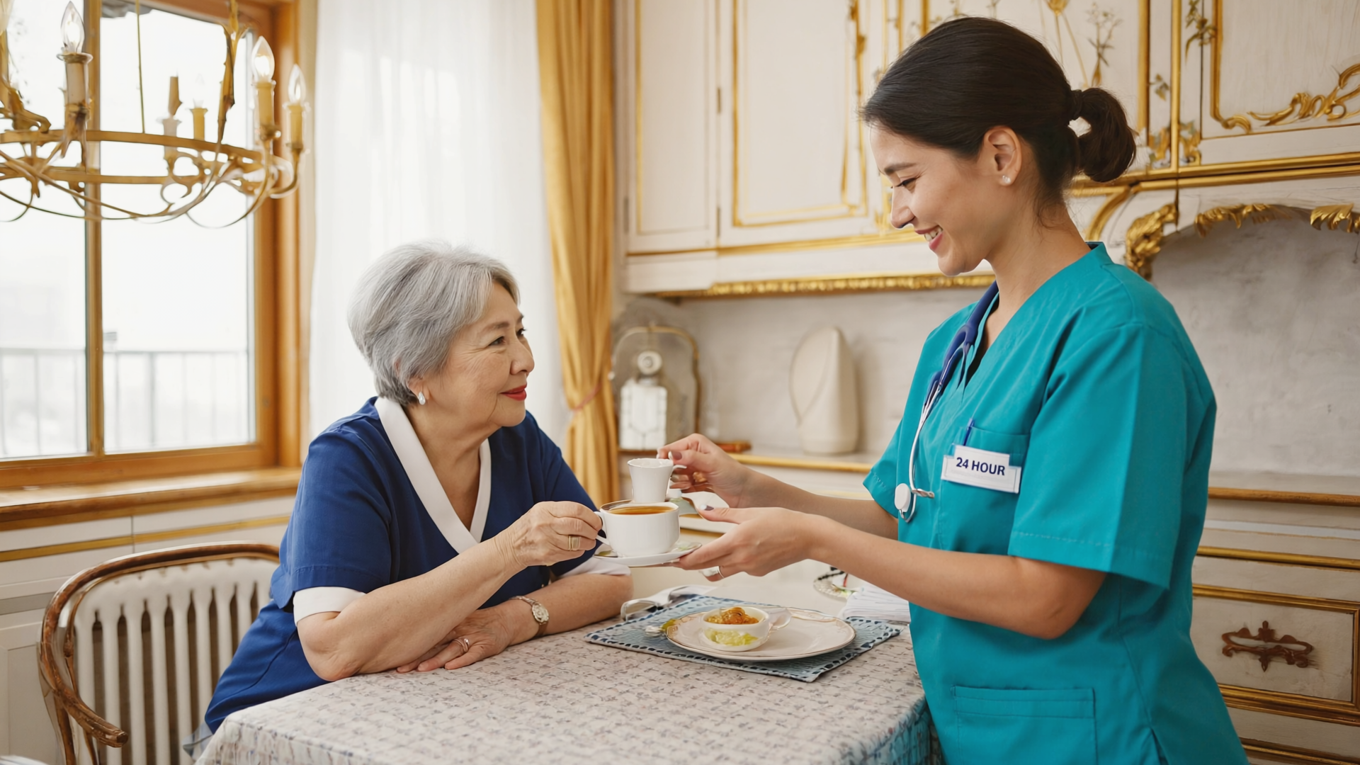 caregiver assisting senior woman with daily tasks in Randolph NJ