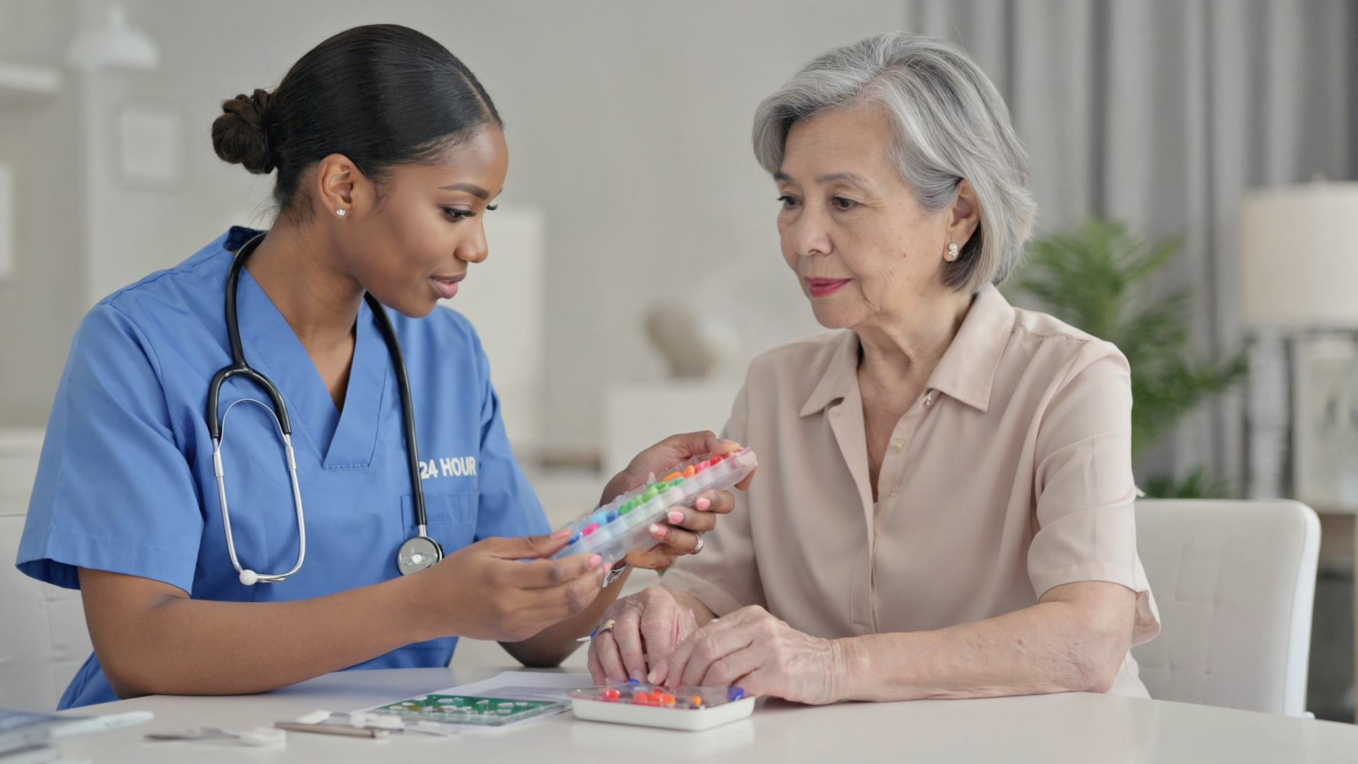 caregiver assisting senior woman with daily home routines in Clark NJ