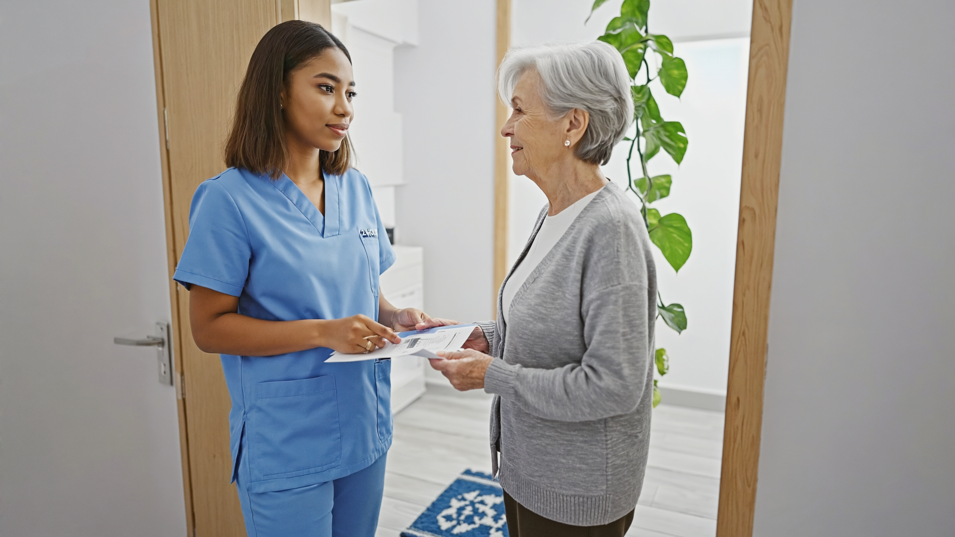 caregiver assisting senior woman at home in Chester NJ