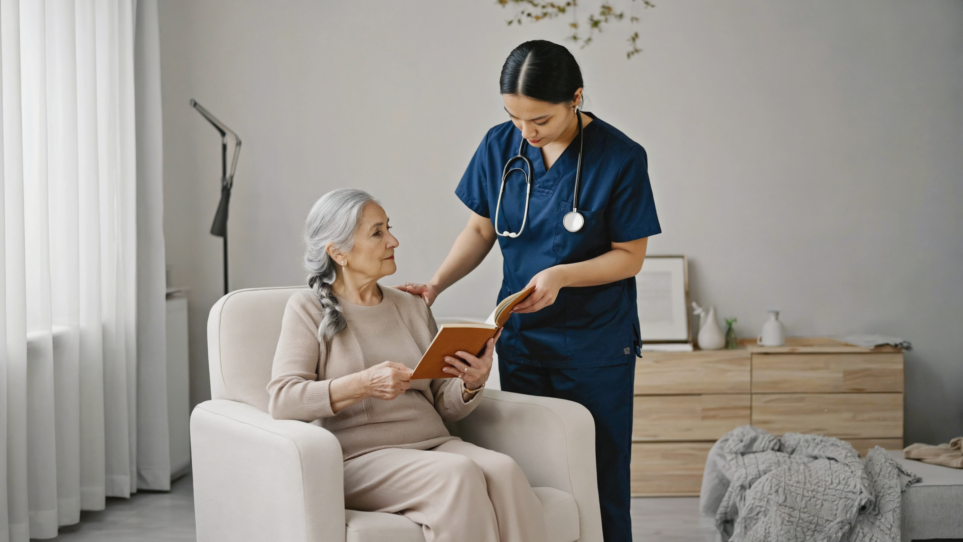 caregiver assisting senior woman with daily tasks in Whippany NJ