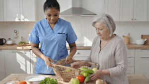 Companion home health aide providing supplemental care to a Cedar Crest Village resident in Pompton Plains, NJ