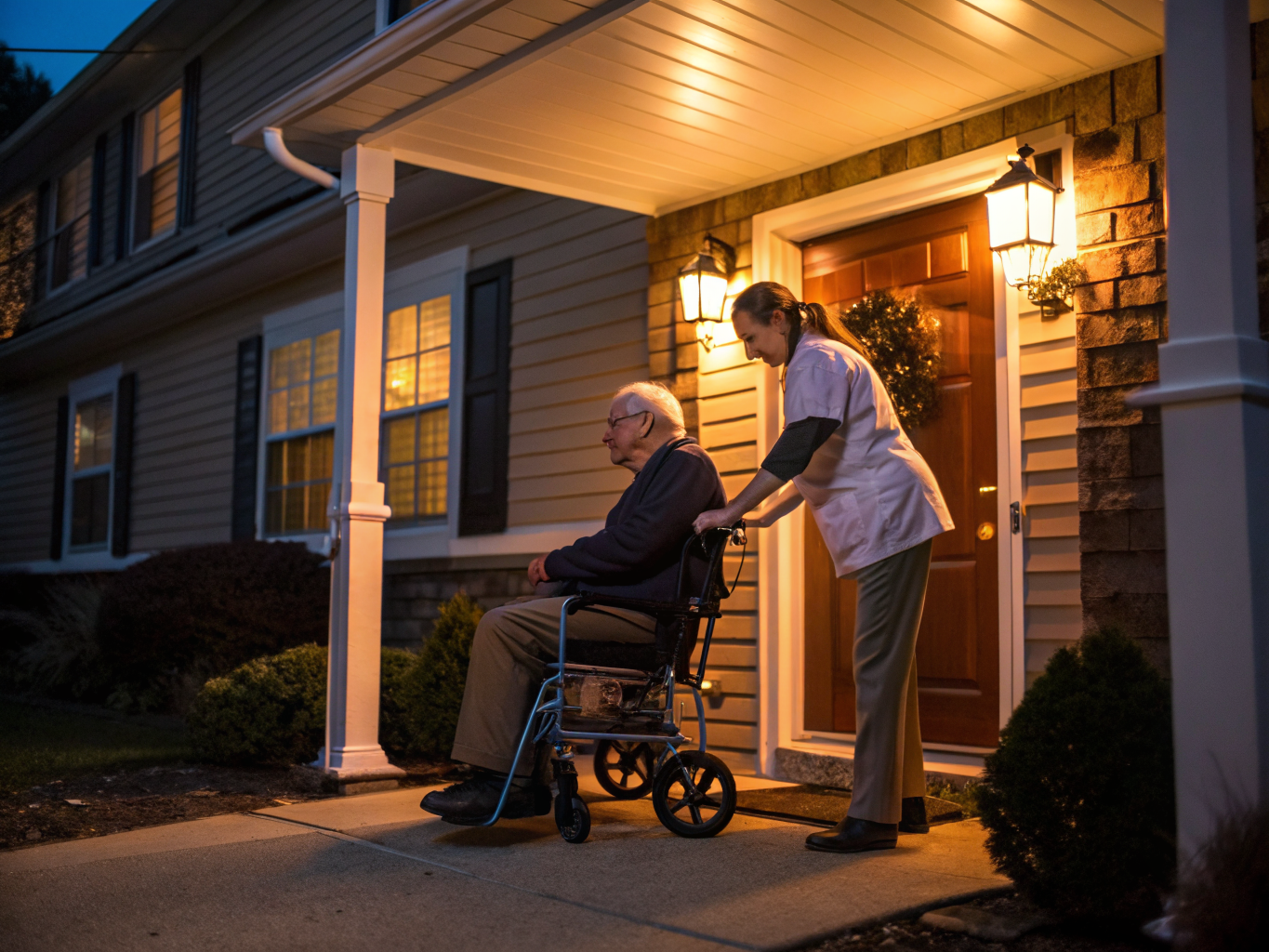 24-hour home care aide assisting a senior at night in Brick NJ Ocean County