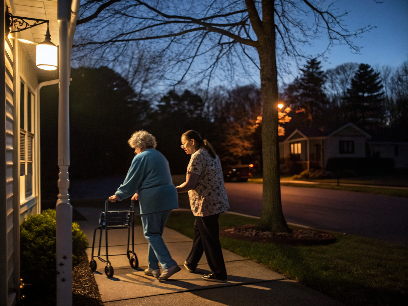 24-hour home care aide assisting a senior at night in Jackson NJ Ocean County