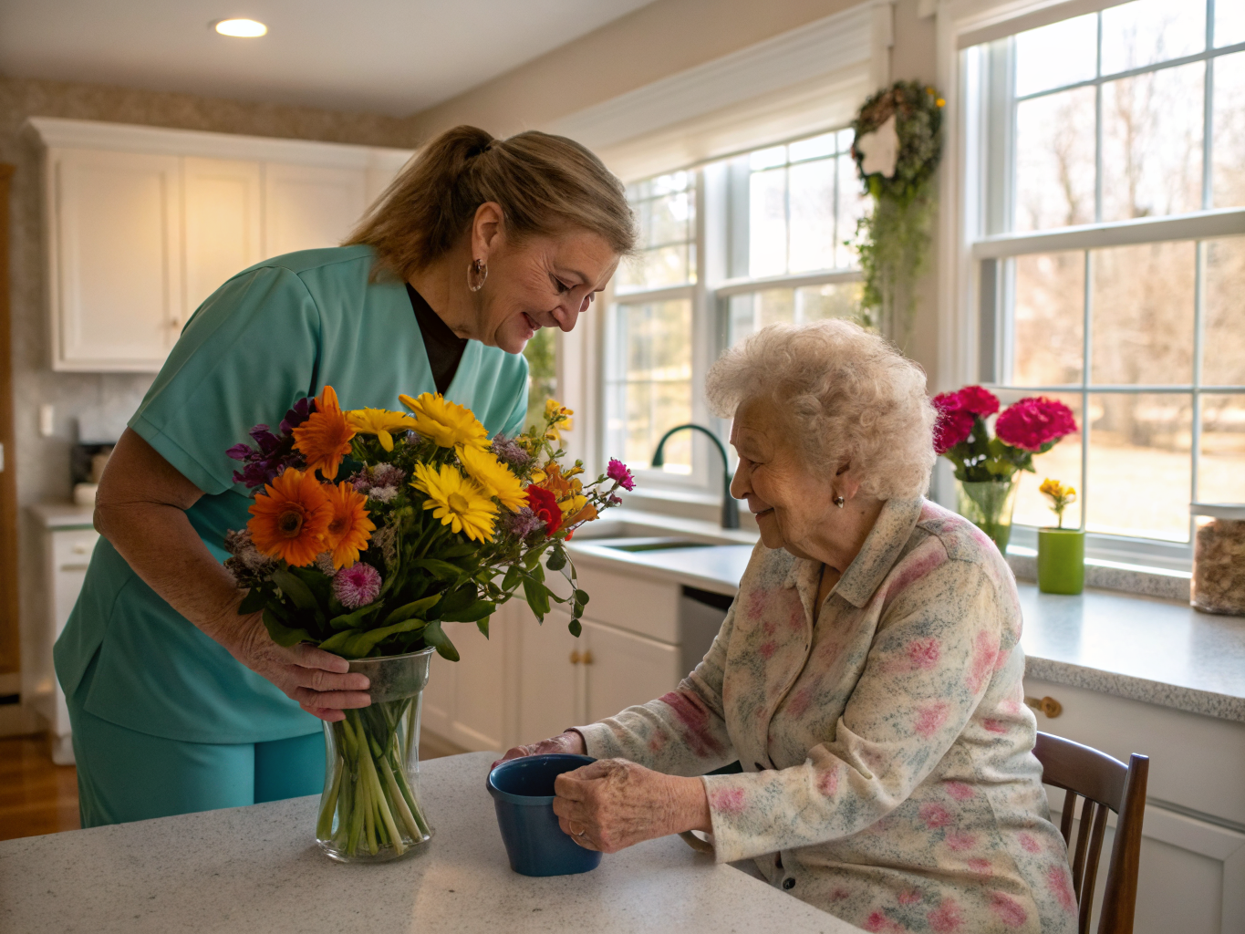 Alzheimer's care aide assisting a senior in Manchester/Whiting NJ Ocean County