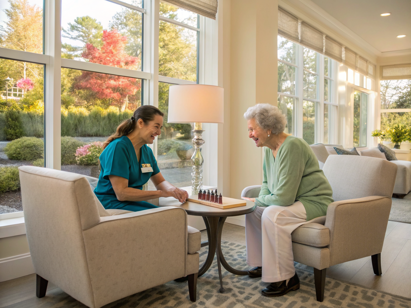 Home health aide providing care at Arbor Terrace Teaneck in Teaneck Bergen County NJ