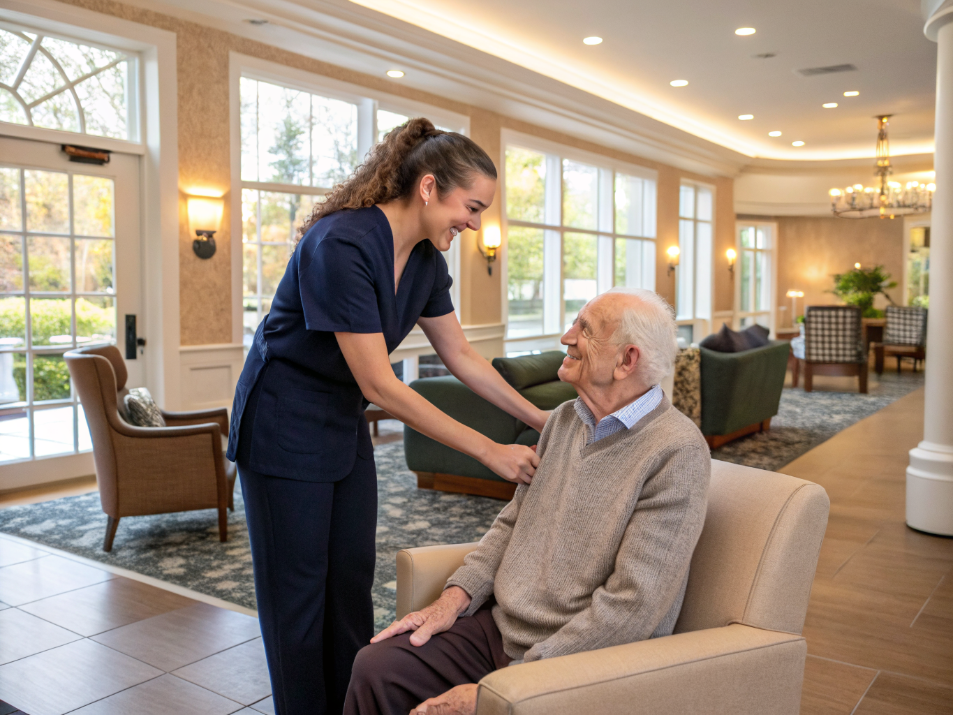 Home health aide providing care at Brighton Gardens of Saddle River in Saddle River Bergen County NJ