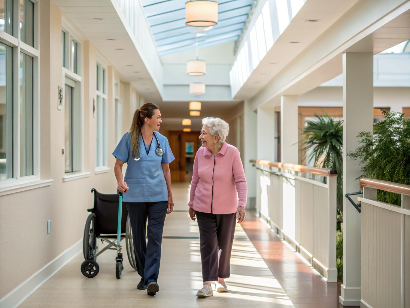 Home health aide providing care at Brookdale Paramus in Paramus Bergen County NJ