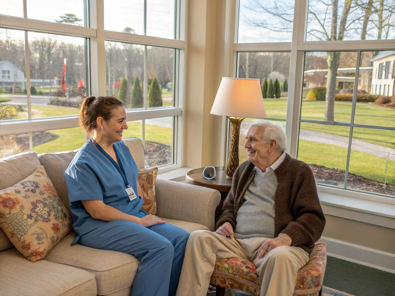 Home health aide providing care at CareOne at Cresskill in Cresskill Bergen County NJ