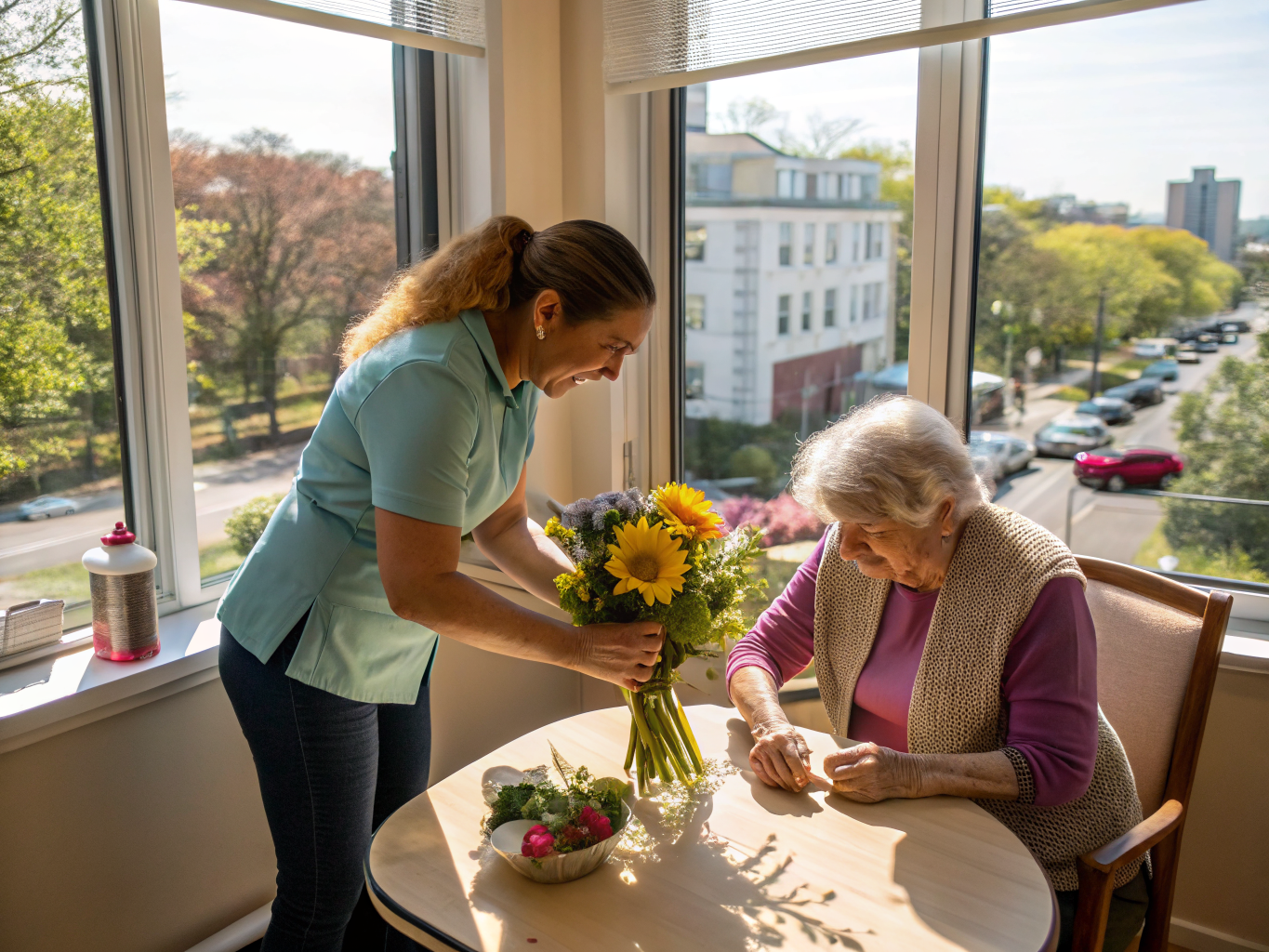 Home health aide providing care at Englewood Senior Housing in Englewood Bergen County NJ
