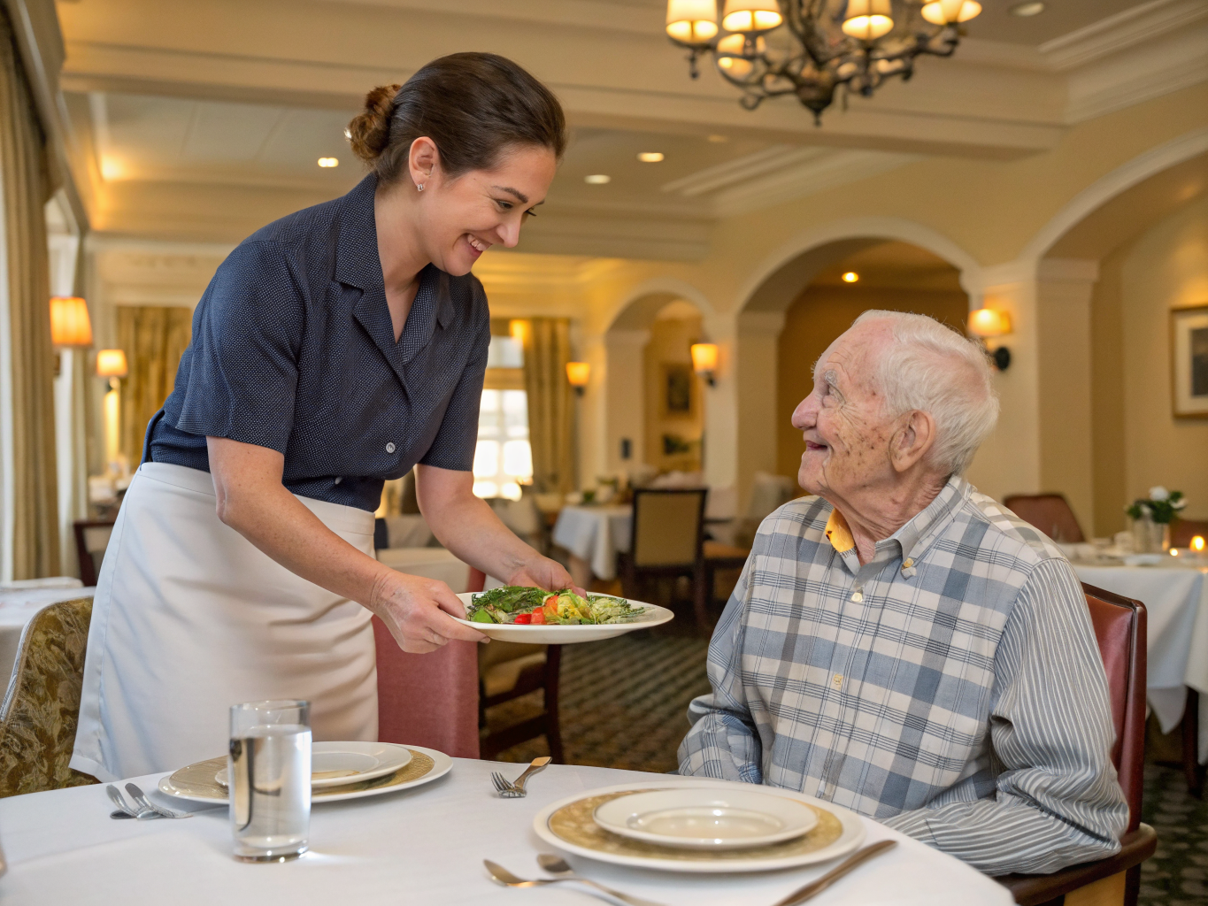 Home health aide providing care at Juniper Village at Paramus in Paramus Bergen County NJ