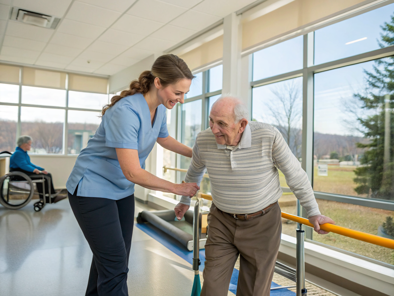 Home health aide providing care at Oakland Rehabilitation and Healthcare Center in Oakland Bergen County NJ