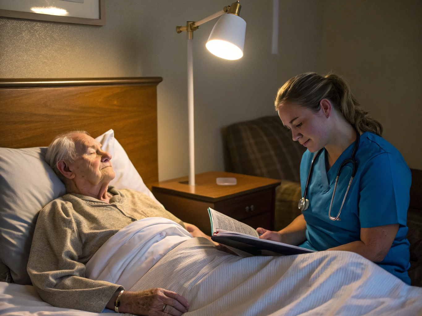 24-hour nighttime caregiver monitoring senior at Cedar Crest Village Pompton Plains NJ — awake overnight watch