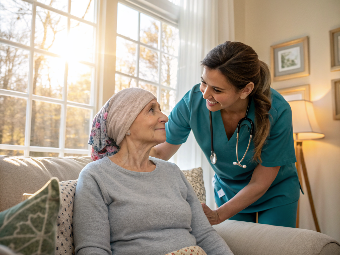 Cancer recovery care aide with a patient in Hackensack NJ Bergen County