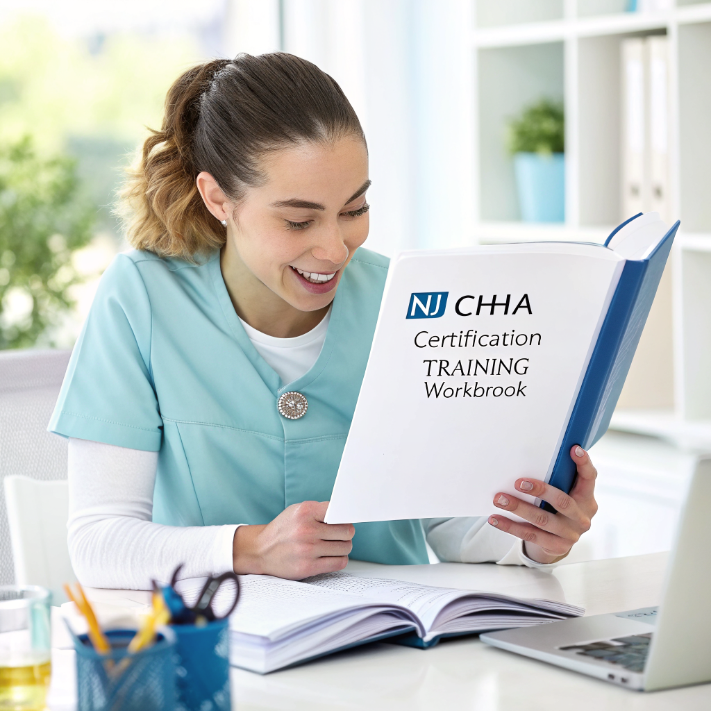 NJ caregiver studying for CHHA certification — companion to certified home health aide career path