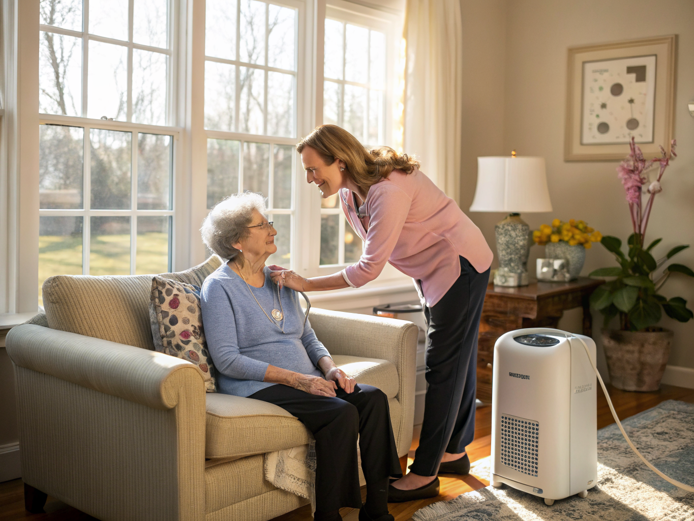 COPD care aide assisting a senior in Freehold NJ Monmouth County