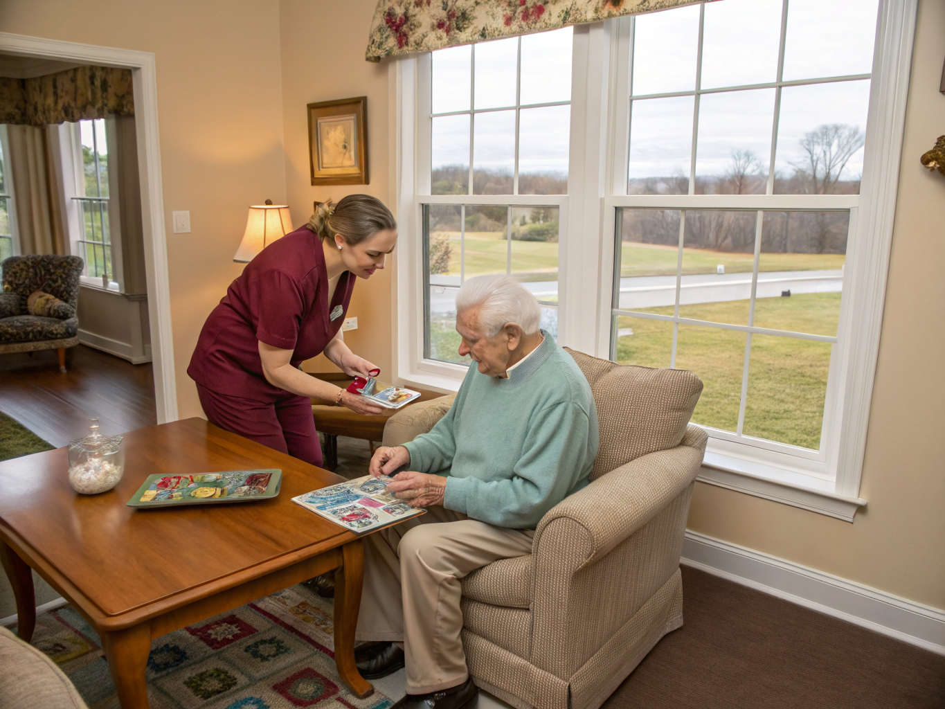 Dementia care aide assisting a senior in Jackson NJ Ocean County