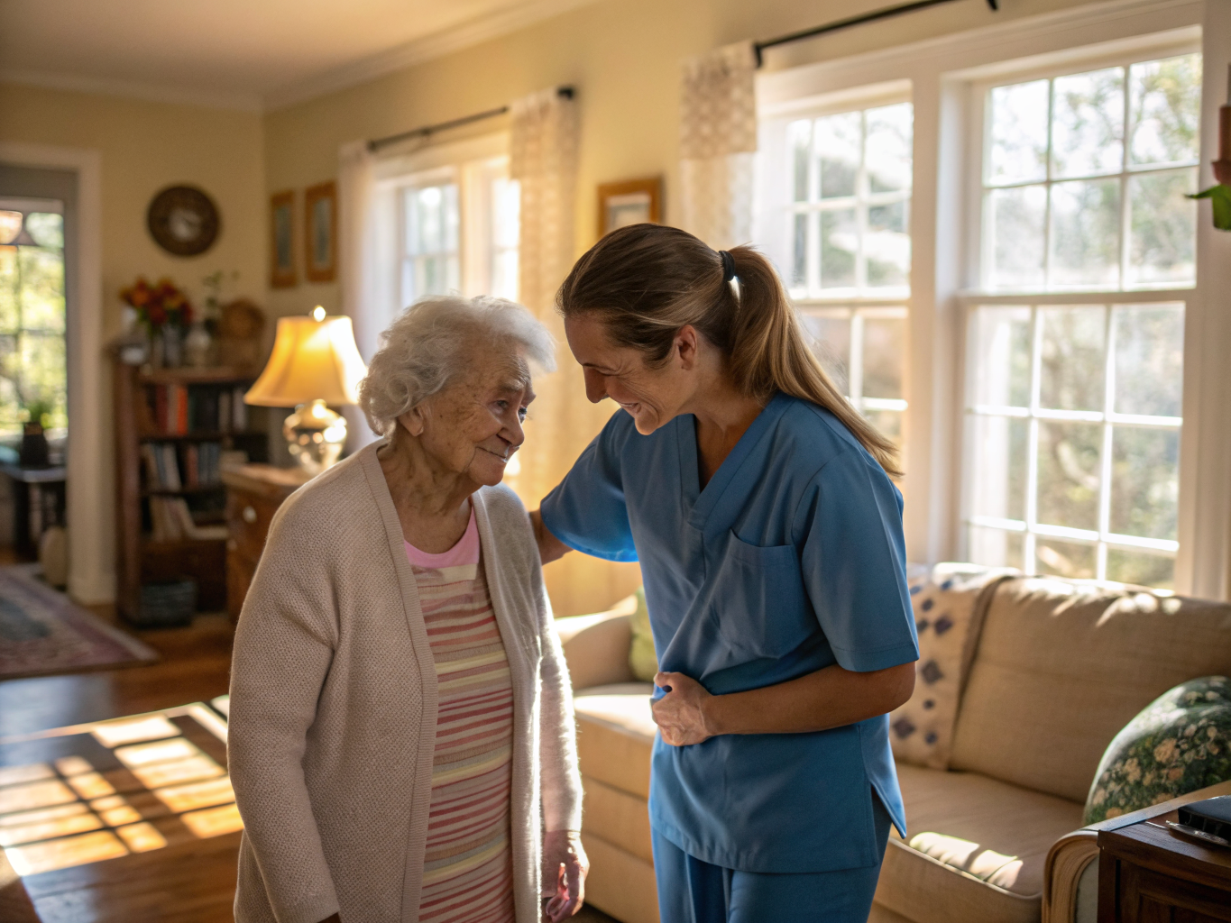 Dementia care aide assisting a senior in Toms River NJ Ocean County