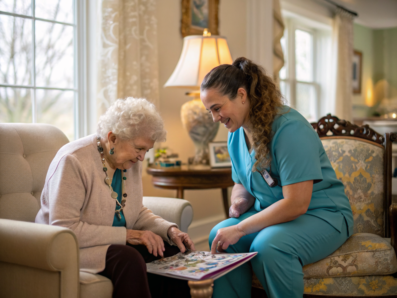 Home health aide providing dementia care for a senior in Wayne NJ Passaic County