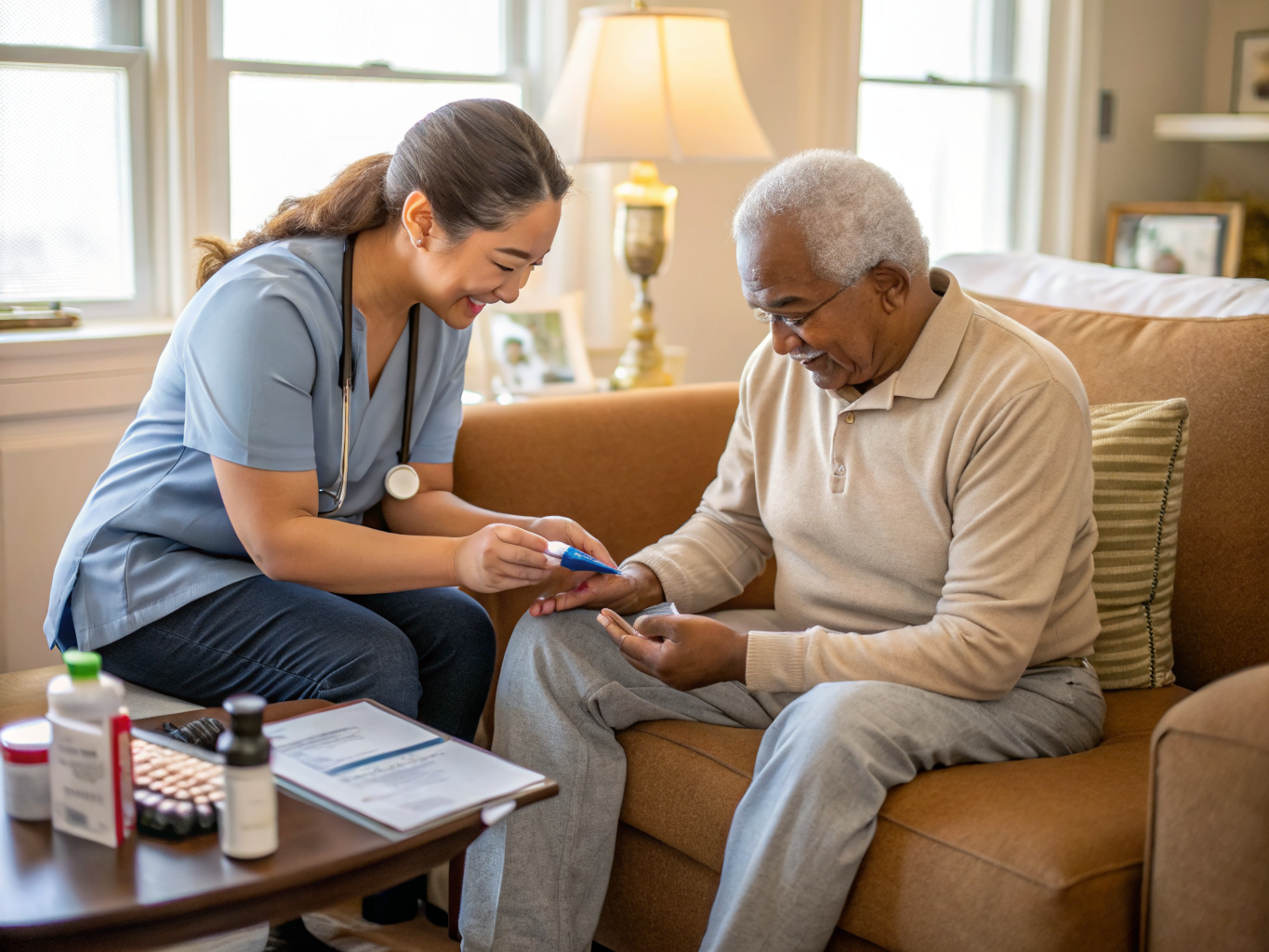 Diabetic care aide with a senior in Hackensack NJ Bergen County