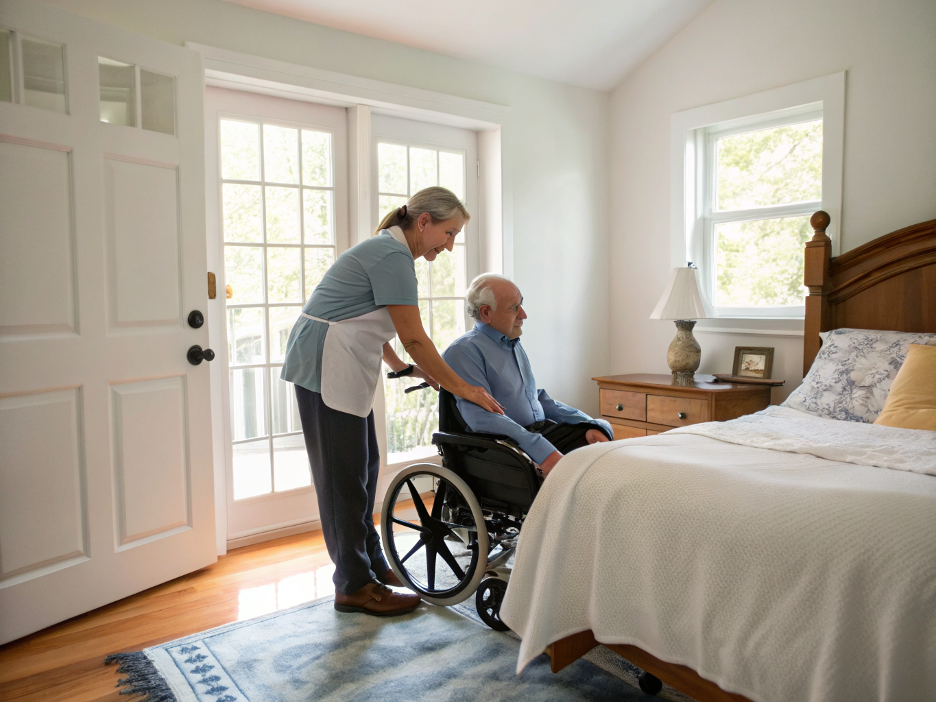 24-hour caregiver transfer near Daughters of Israel West Orange NJ — safe bed-to-wheelchair assist
