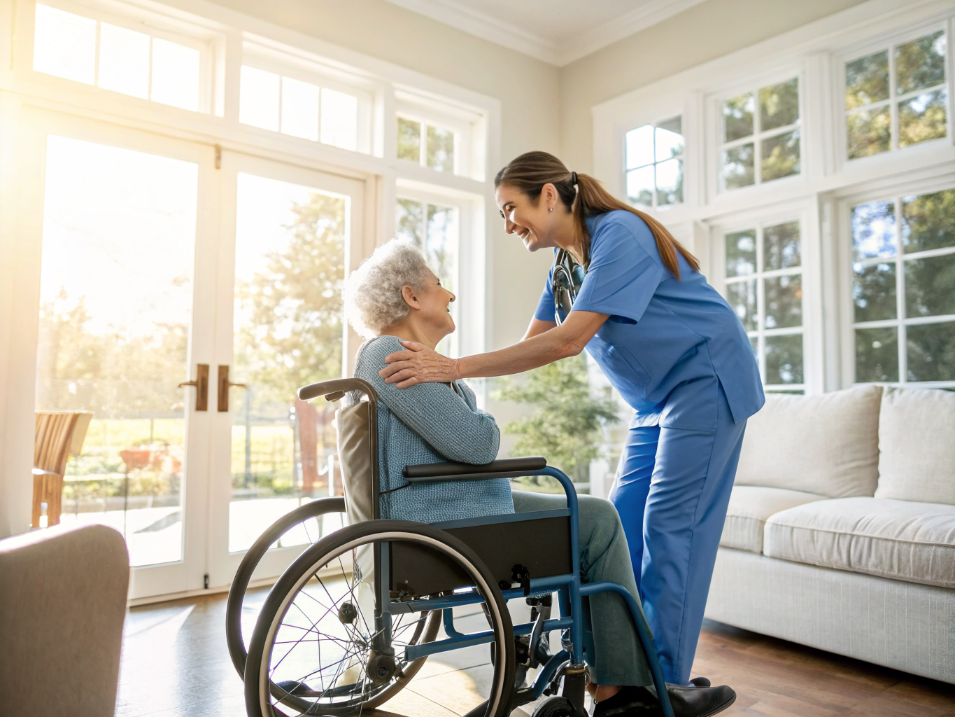 Post-rehab home care near Daughters of Israel West Orange NJ — wheelchair-to-standing exercise