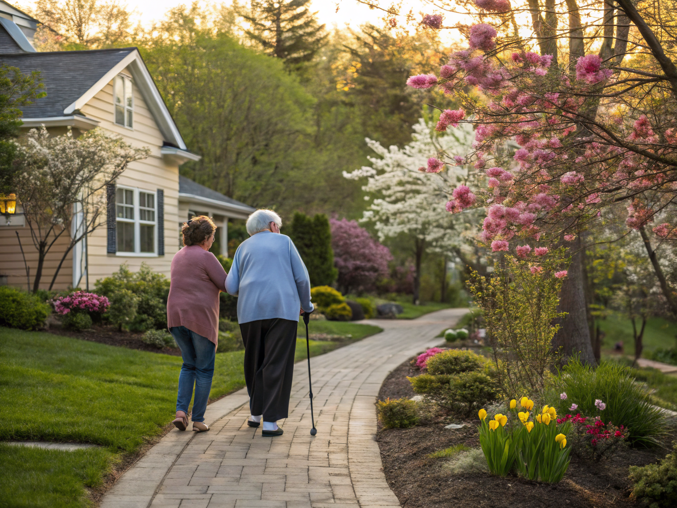 Post-rehab outdoor mobility near Daughters of Israel West Orange NJ — supervised garden walk