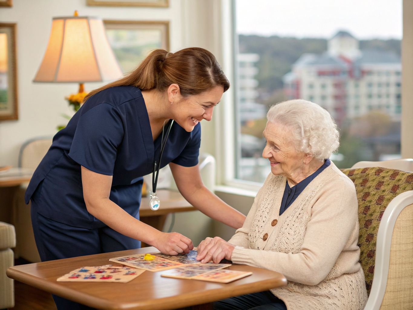 Home health aide providing care at Alaris Health at St. Mary's in Orange Essex County NJ