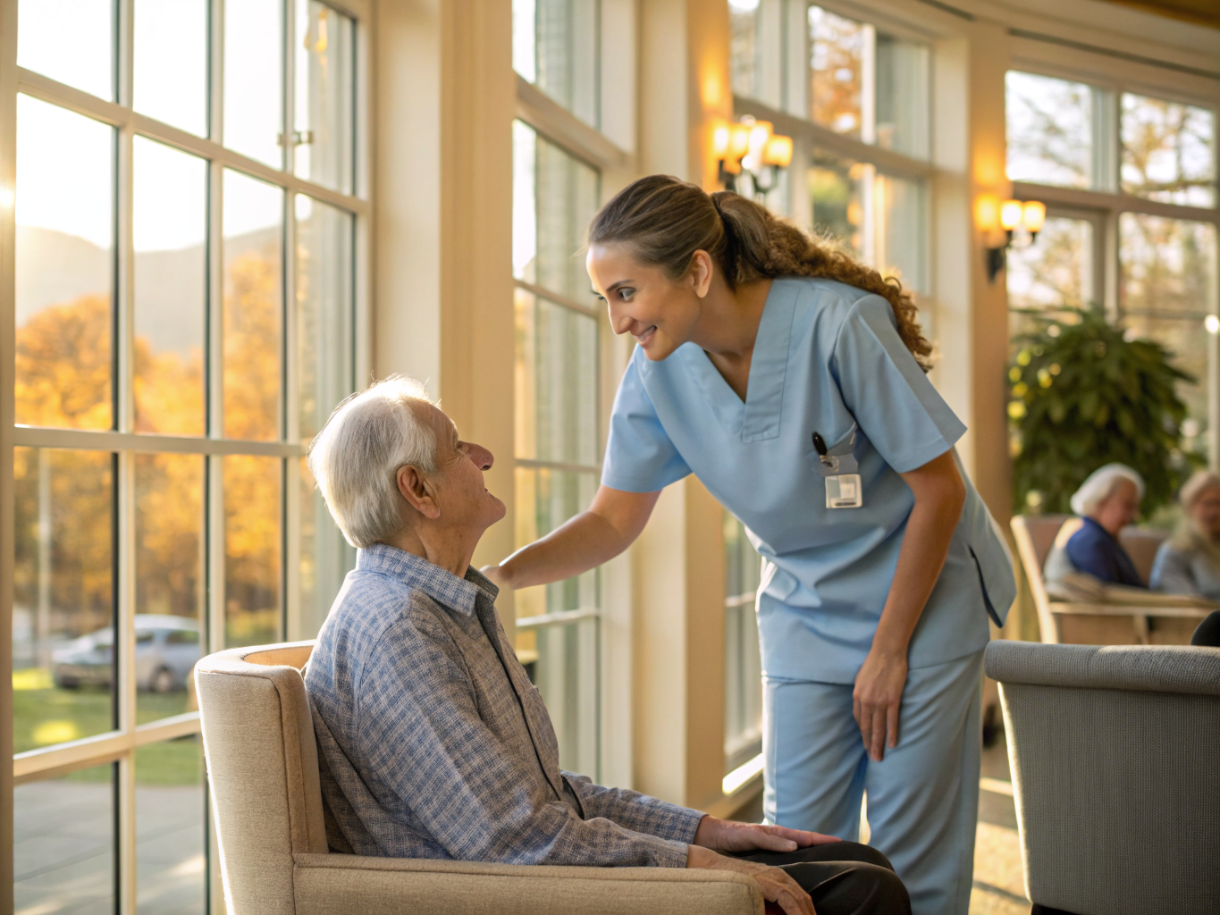 Home health aide providing care at Arbor Glen Center in Cedar Grove Essex County NJ