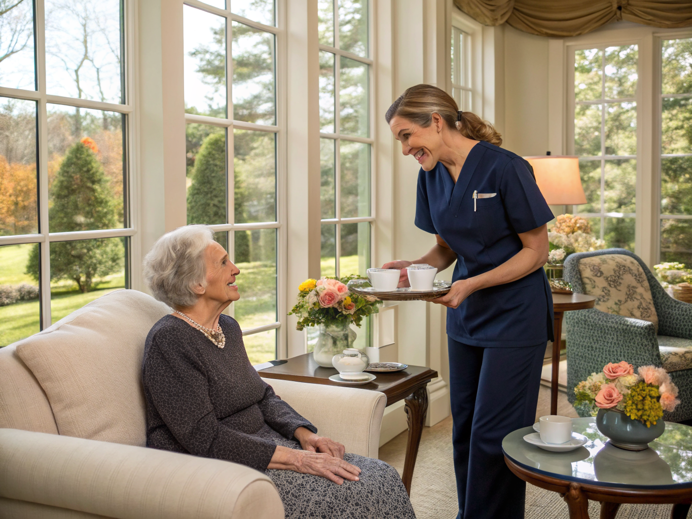 Home health aide providing care at Essex Fells Senior Housing in Essex Fells Essex County NJ