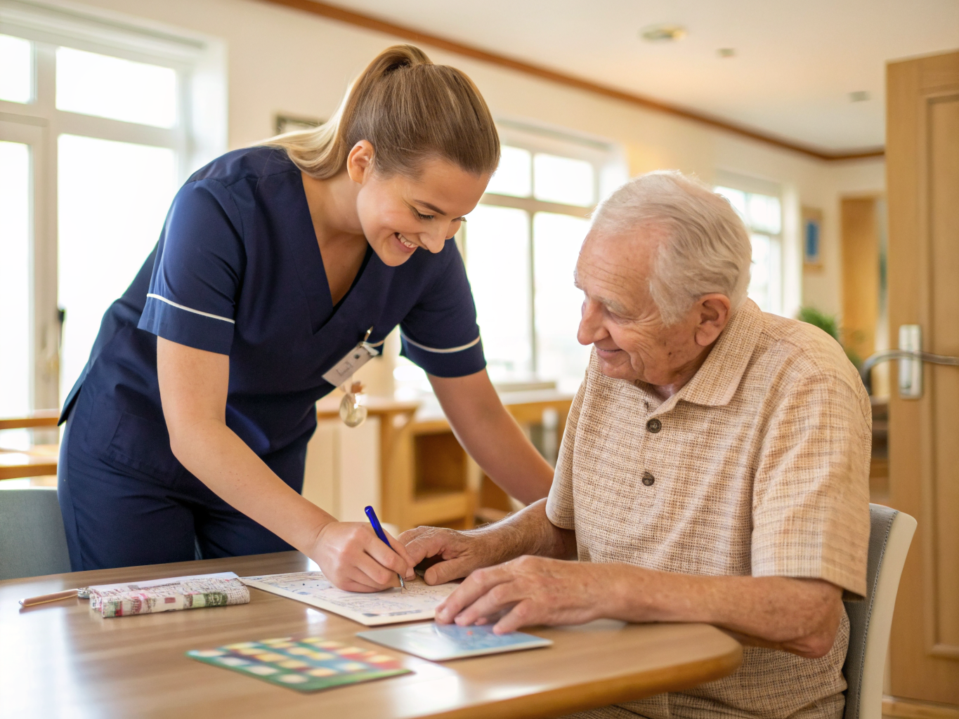 Home health aide providing care at Hackensack UMC Mountainside Memory Unit in Montclair Essex County NJ