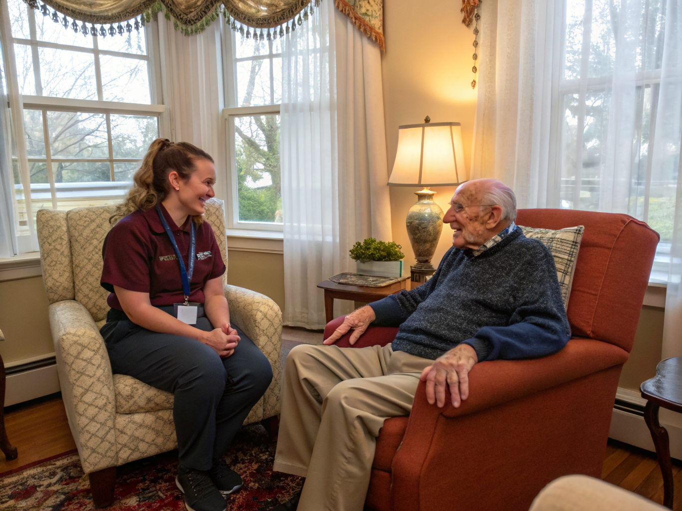 Home health aide providing care at Job Haines Home in Bloomfield Essex County NJ