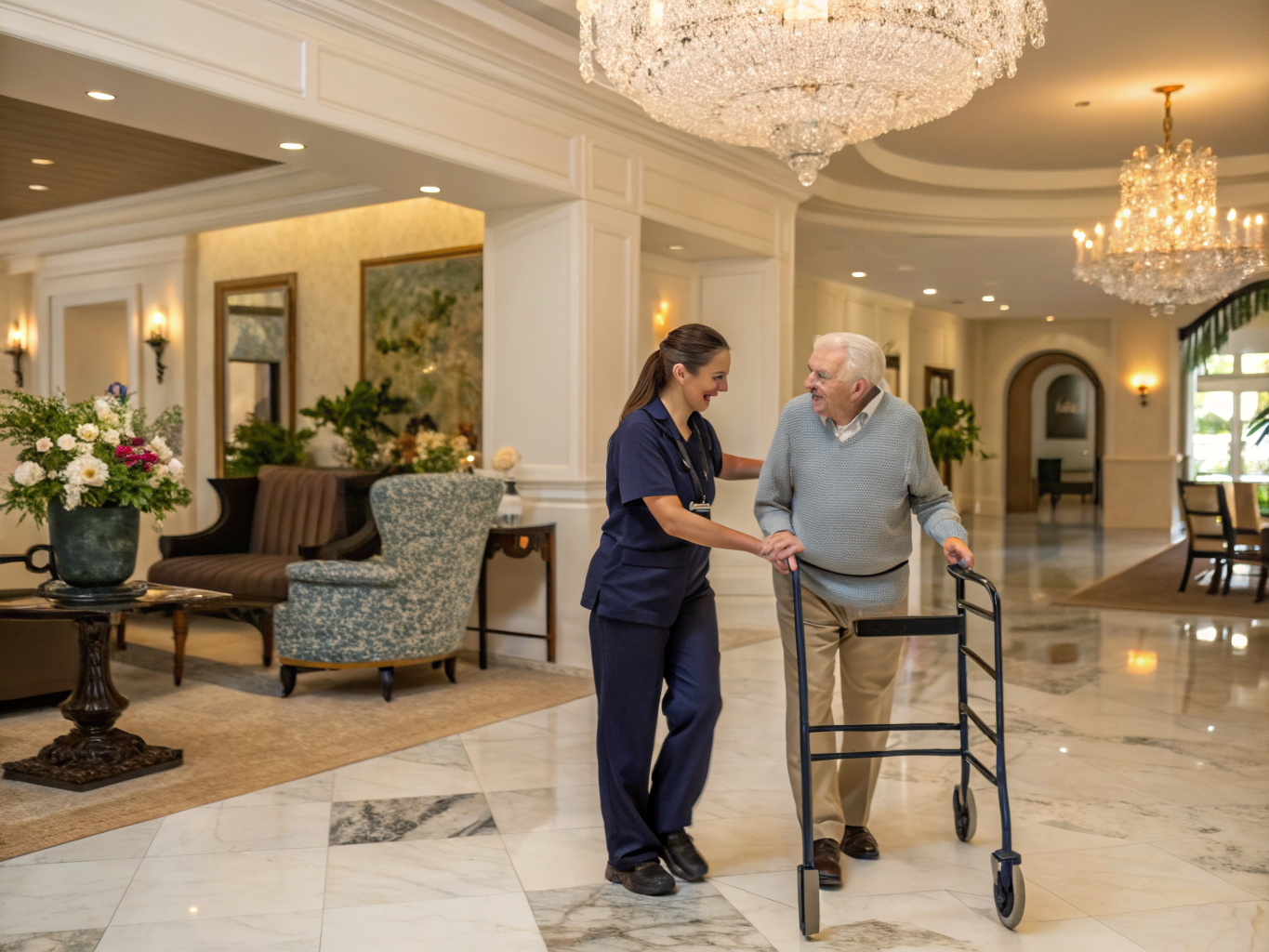 Home health aide providing care at The Society House at Livingston in Livingston Essex County NJ