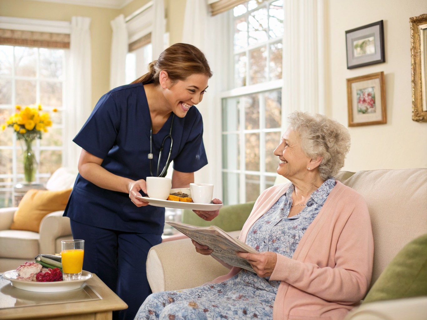 Home health aide providing care at Verona Senior Housing in Verona Essex County NJ