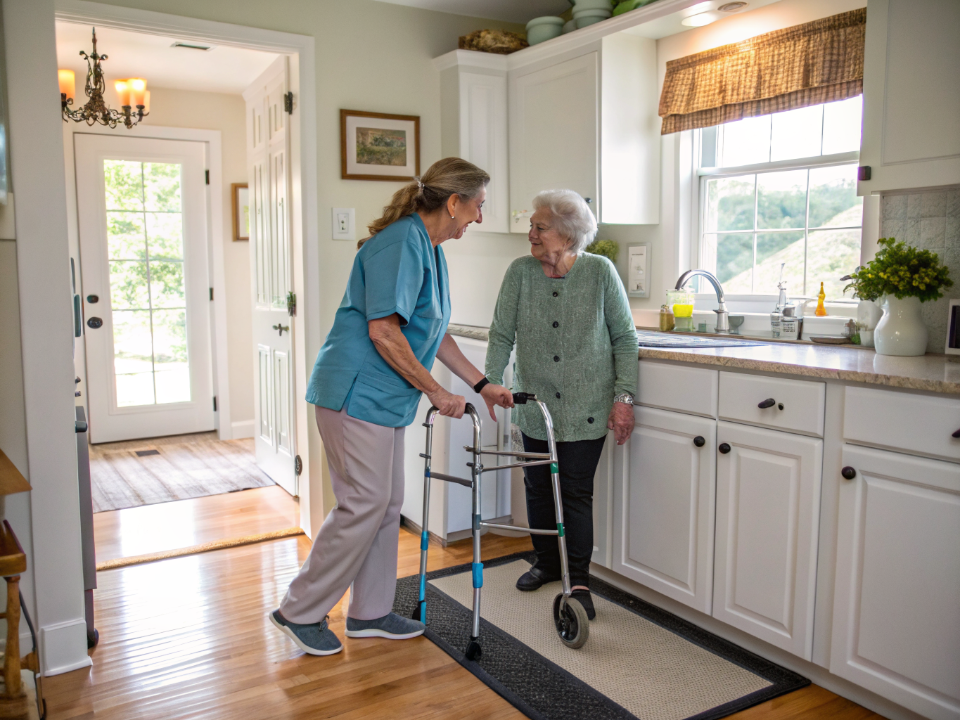 Fall prevention care aide with a senior in Flemington NJ Hunterdon County