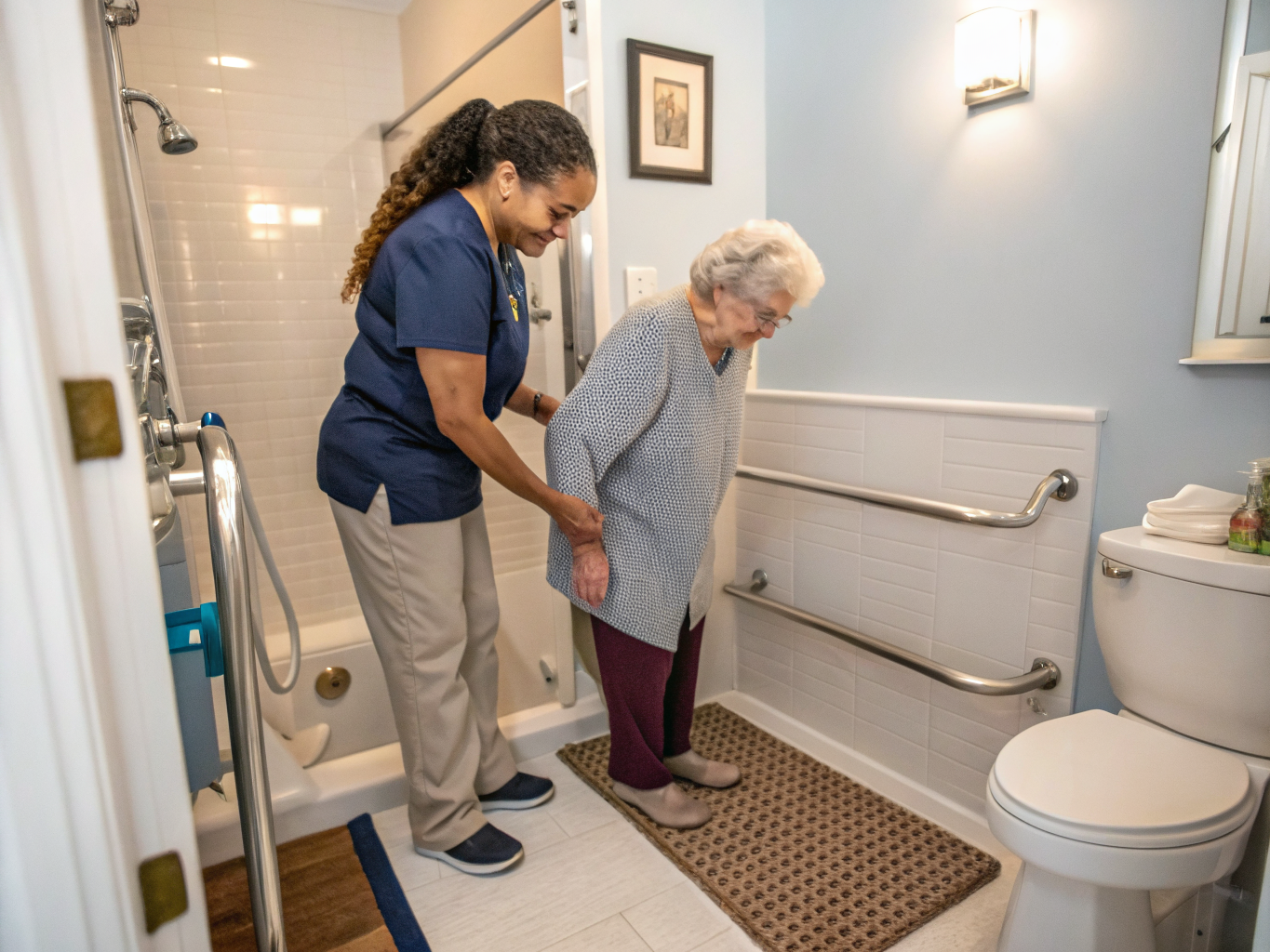 Fall Prevention Care aide with a senior in Hackensack NJ Bergen County