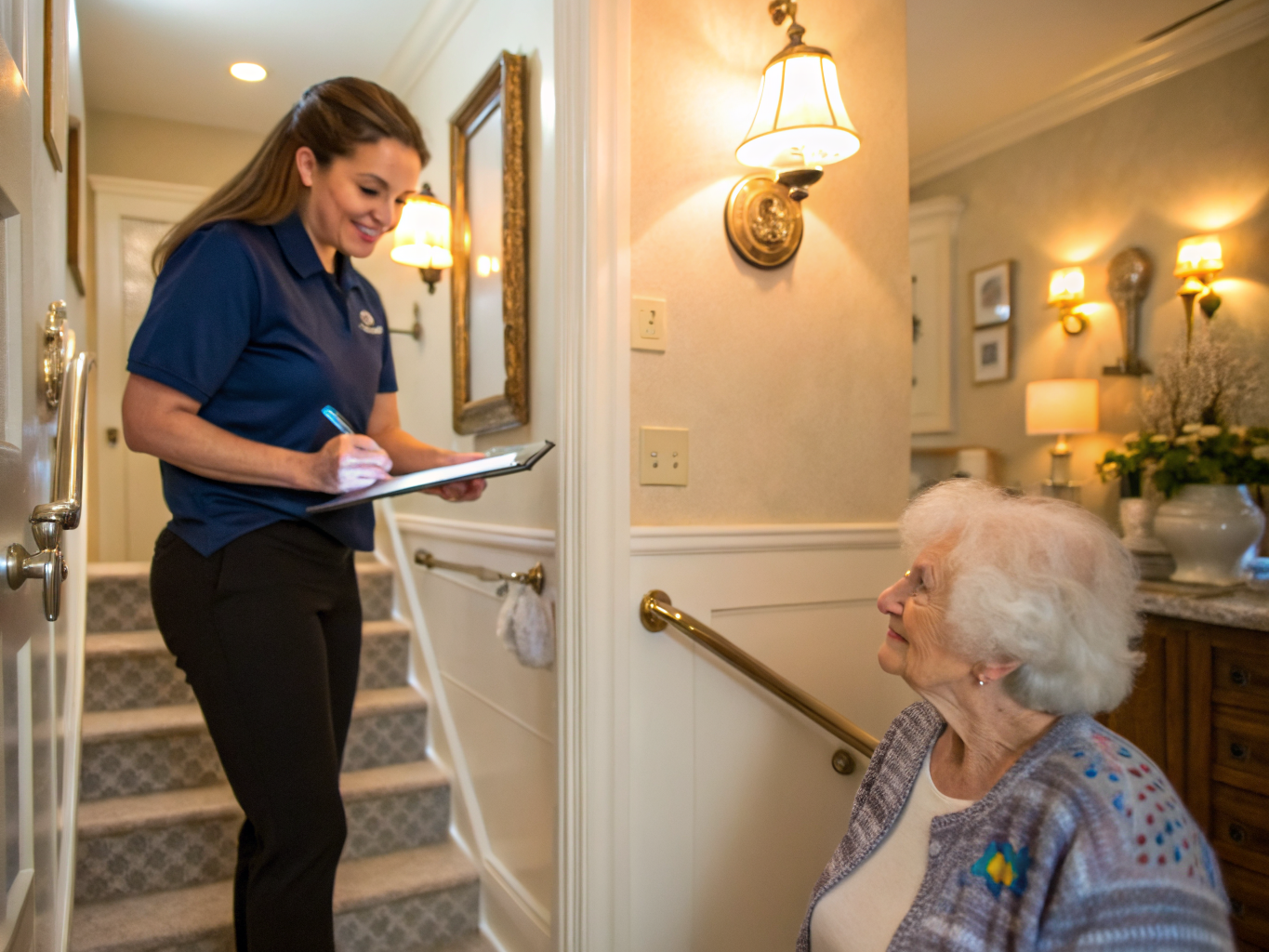 Fall prevention care aide with a senior in Princeton NJ Mercer County