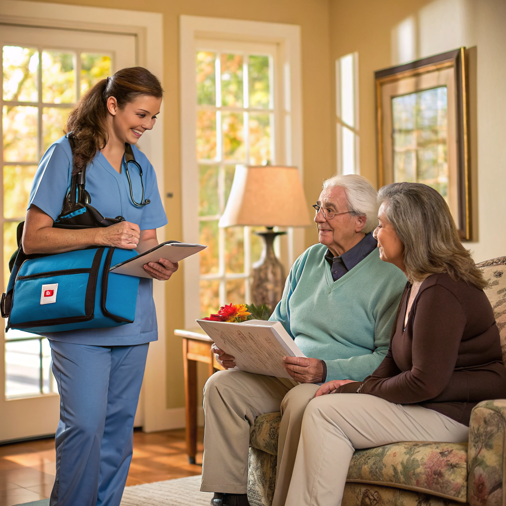 Registered nurse conducting free home care assessment in New Jersey