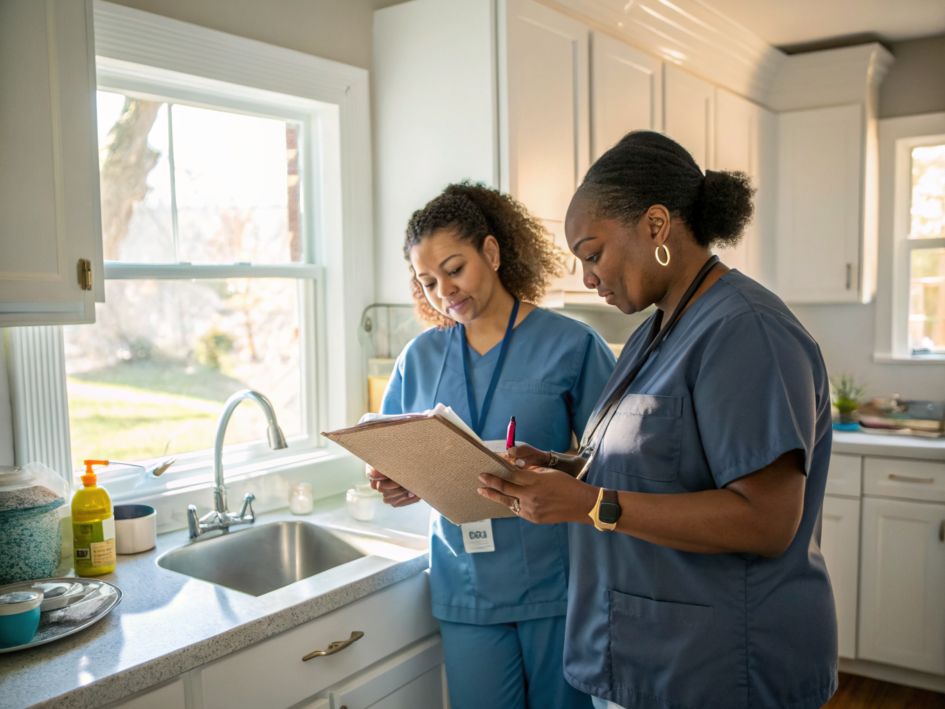 Round-the-clock care shift handoff near Hackensack Meridian Health NJ — caregiver transition
