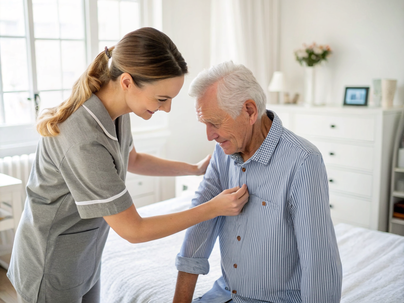 Stroke recovery dressing near Hackensack NJ — adaptive one-sided technique with caregiver