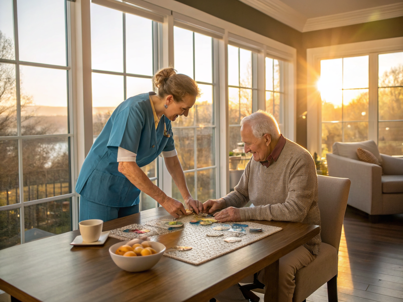 Senior home care near Hackensack Meridian NJ — cognitive puzzle engagement