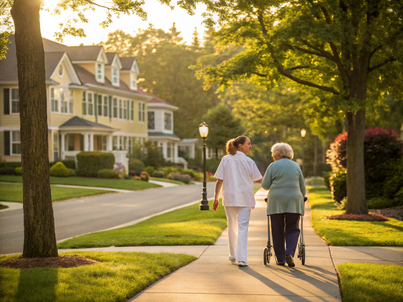 Home health aide assisting a senior resident in Allendale NJ Bergen County