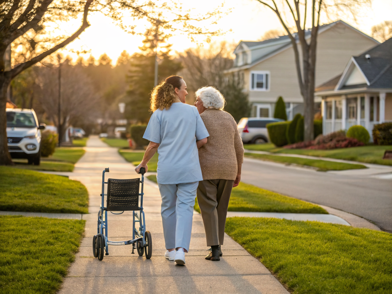 Home health aide assisting a senior resident in Bergenfield NJ Bergen County