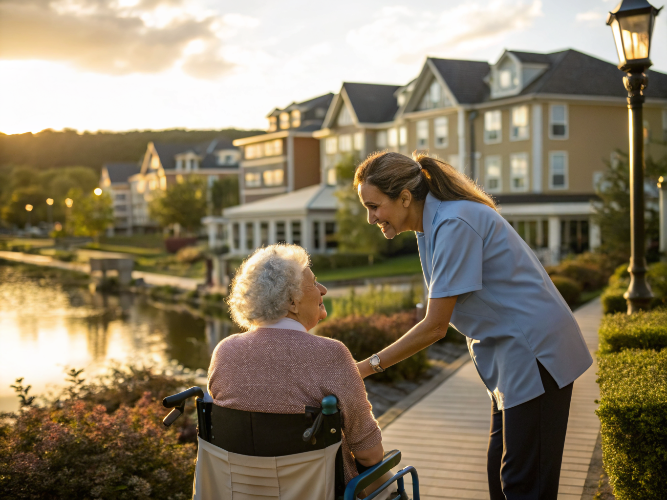 Home health aide assisting a senior resident in Bloomingdale NJ Passaic County