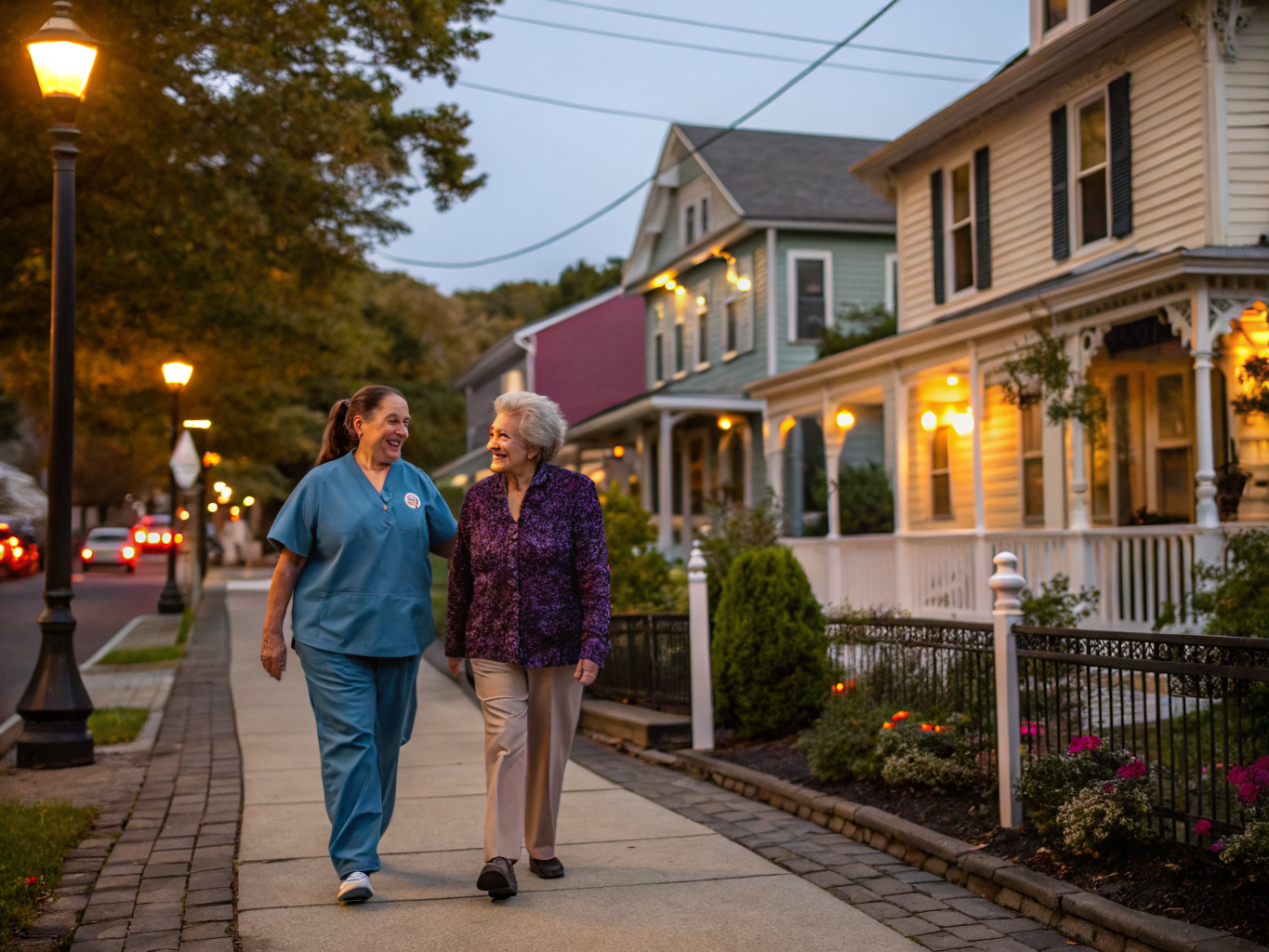 Home health aide assisting a senior resident in Boonton NJ Morris County