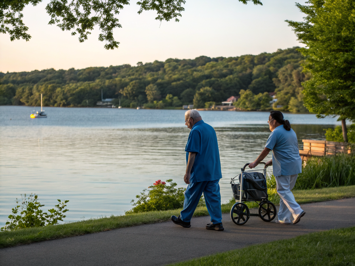 Home health aide assisting a senior resident in Budd Lake (Mount Olive) NJ Morris County