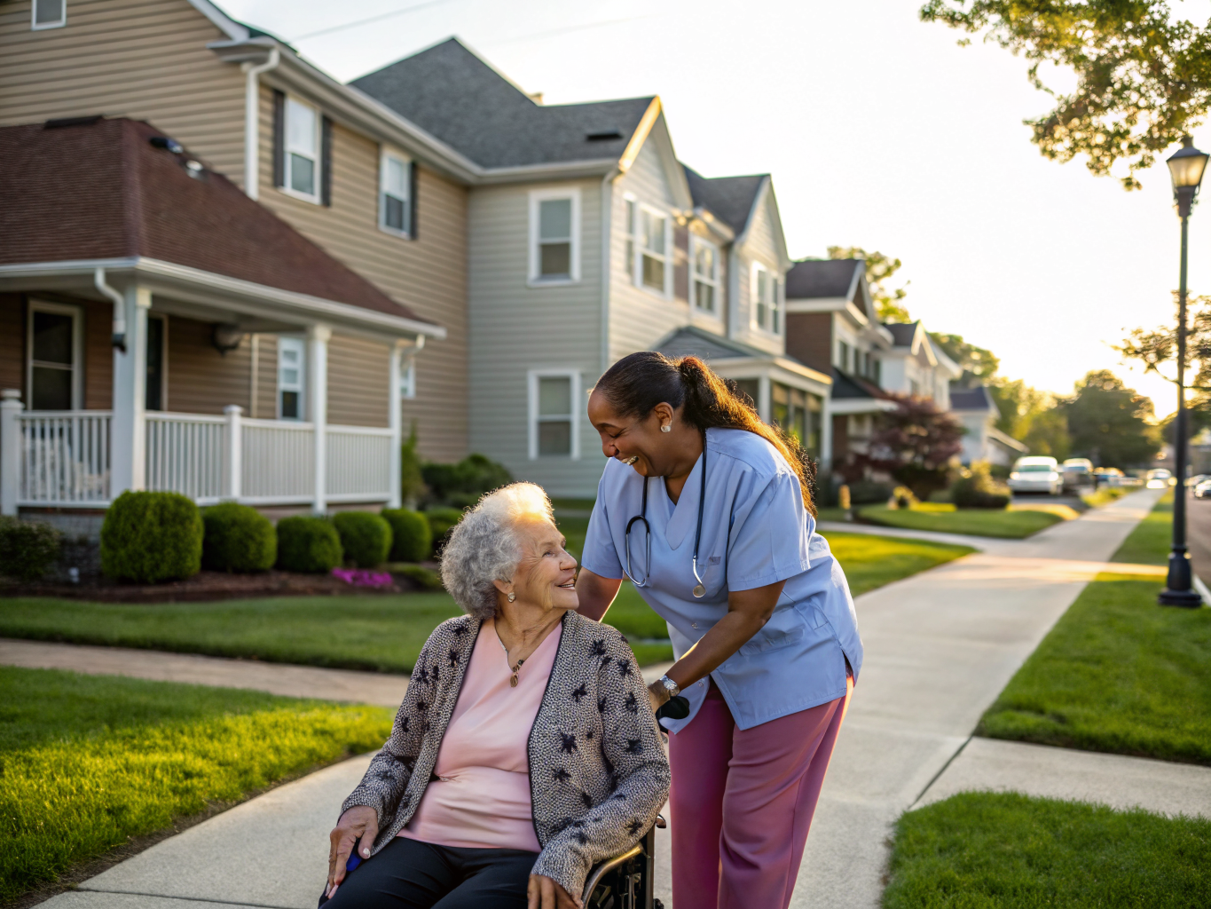 Home health aide assisting a senior resident in Carteret NJ Middlesex County
