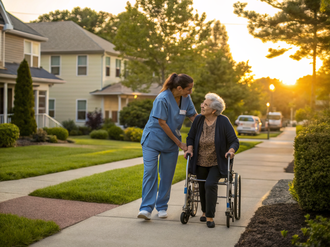 Home health aide assisting a senior resident in Clifton NJ Passaic County