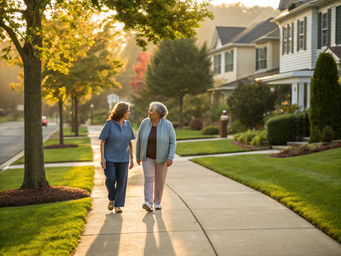 Home health aide assisting a senior resident in Closter NJ Bergen County